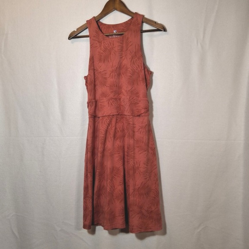 Kuhl Skyla Dress Womens Med Dark Dahlia Palm Leaf Print Sleeveless  Pockets